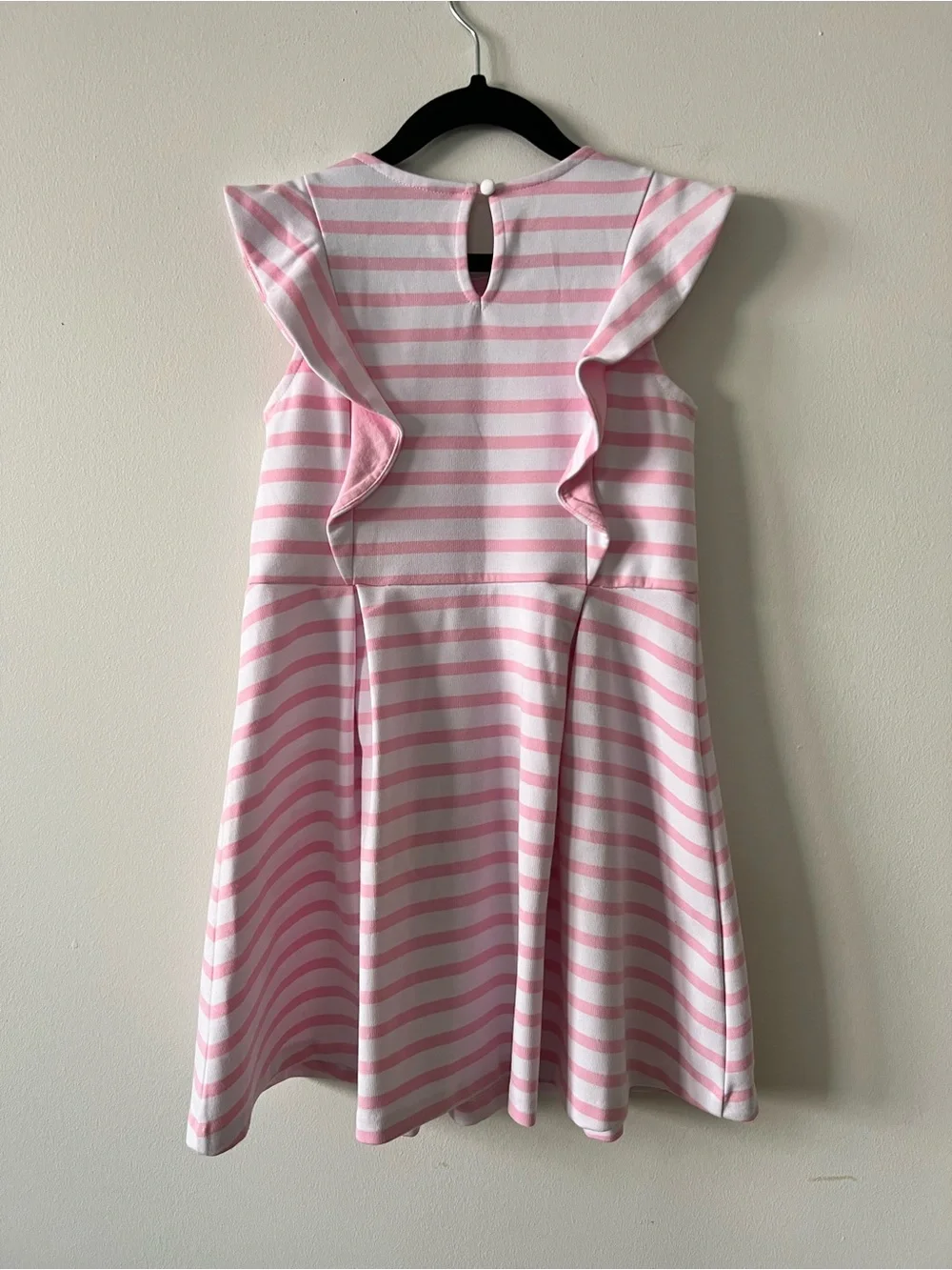 Polo Ralph Lauren Girls Pink and White Striped Flutter-Sleeve Dress Size 6X